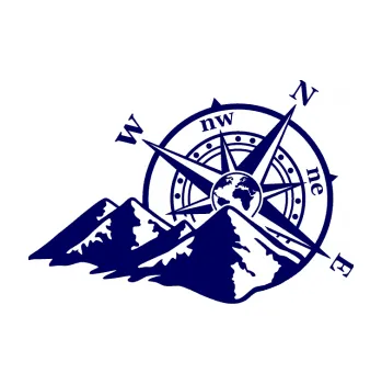 Samolepící dekorace SAMOLEPKA Kompas 003 pravá hory (23 - tmavě modrá) NA AUTO, NÁLEPKA, FÓLIE, POLEP, TUNING, VLASTNÍ TEXT, TISK, AUTOSAMOLEPKY.cz, POLEPY, OBRÁZEK, LOGO, SAMOLEPKY