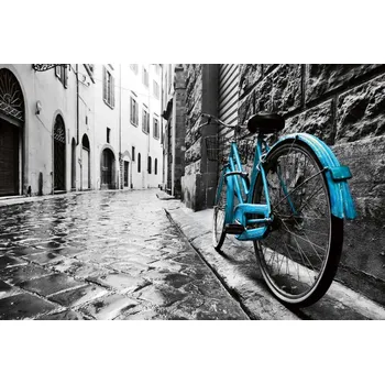 Fototapeta DIMEX | Vliesová fototapeta Retro modré kolo MS-5-2795 | 375 x 250 cm | modrá, bílá, černá + Vliesová fototapeta na stěnu DIMEX Retro modré kolo MS52795 v rozměru 375 x 250 cm + lepidlo zdarma