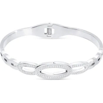 Náramek biju Náramek na ruku z chirurgické oceli - pevný 5127-7, oválky ozdobené zirkony 2002128