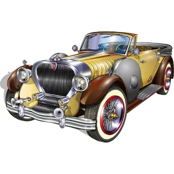 Fototapeta DIMEX | Vliesová fototapeta Hnědé retro auto MS-5-2171 | 375 x 250 cm| bílá, béžová, žlutá, hnědá + Vliesová fototapeta na stěnu DIMEX Hnědé retro auto MS52171 v rozměru 375 x 250 cm + lepidlo zdarma