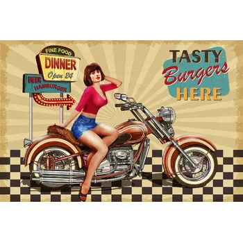 Fototapeta DIMEX | Vliesová fototapeta Vintage plakát se ženou MS-5-2218 | 375 x 250 cm| modrá, červená, béžová, žlutá + Vliesová fototapeta na stěnu DIMEX Vintage plakát se ženou MS52218 v rozměru 375 x 250 cm + lepidlo zdarma