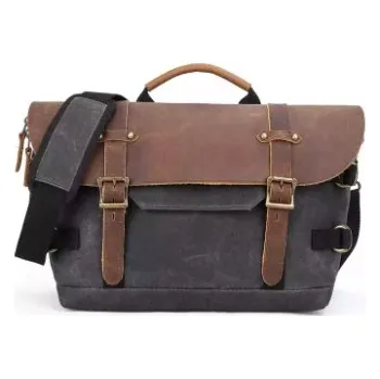 Stylová foto brašna Vagabund Premium dark gray (plátěná a kožená fotobrašna retro vzhledu)