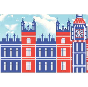 Fototapeta DIMEX | Vliesová fototapeta Retro plakát Londýn MS-5-2179 | 375 x 250 cm| modrá, červená, černá + Vliesová fototapeta na stěnu DIMEX Retro plakát Londýn MS52179 v rozměru 375 x 250 cm + lepidlo zdarma