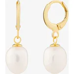 Pozlacené stříbrné náušnice Pearl Heart s říční perlou Preciosa