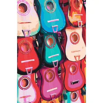 Malování podle čísel - Kytary Velikost: 40x60cm, Rámování: Pouze srolované plátno