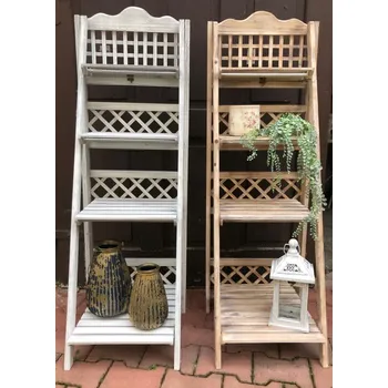 Stojan na květiny Dřevěný patrový stojan Barva: Šedá