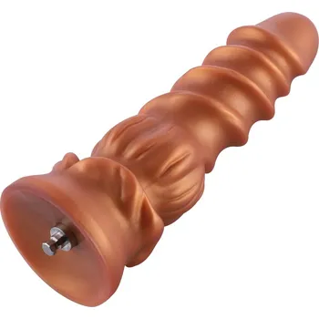 Dildo HiSmith HSA56 Spiral Grain Silicone Dildo KlicLok 8.46" Gold