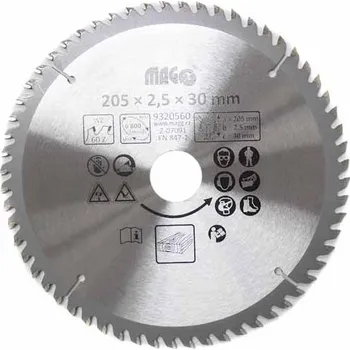 Pilový kotouč Pilový kotouč 205x2,5x30mm/60 zubů - střídavě šikmé MAGG 9320560