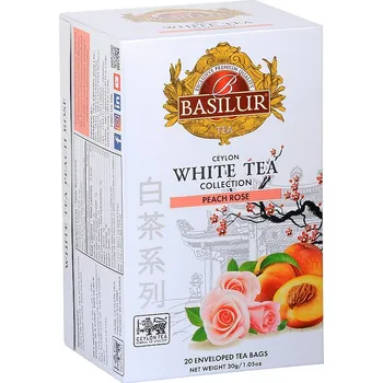 Čaj Basilur White tea Peach rose přebal 20x1,5g - broskev růže