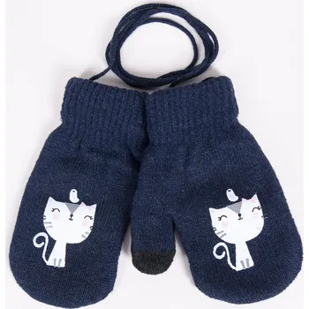 Rukavice Rukavice palčáky YO RED0107G teplé tmavomodré s kočičkou vhodné pro dotykové displeje - mobily tablety velikost rukavic: 12 cm