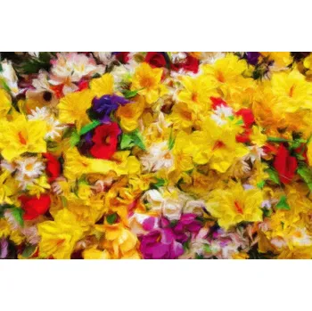 Fototapeta DIMEX | Vliesová fototapeta Malba - Digitální plátno květin MS-5-1985 | 375 x 250 cm| zelená, žlutá, růžová + Vliesová fototapeta na stěnu DIMEX Malba - Digitální plátno květin MS51985 v rozměru 375 x 250 cm + lepidlo zdarma