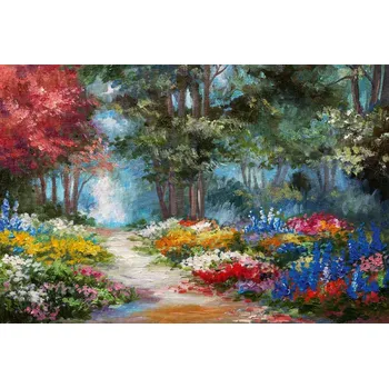 Fototapeta DIMEX | Vliesová fototapeta Malba - Barevný les MS-5-2030 | 375 x 250 cm| zelená, modrá, červená, oranžová + Vliesová fototapeta na stěnu DIMEX Malba - Barevný les MS52030 v rozměru 375 x 250 cm + lepidlo zdarma