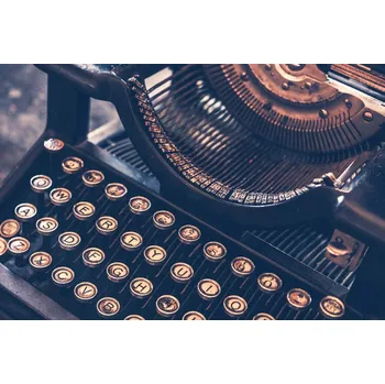 Fototapeta DIMEX | Vliesová fototapeta Vintage psací stroj II. MS-5-2160 | 375 x 250 cm| modrá, béžová, černá + Vliesová fototapeta na stěnu DIMEX Vintage psací stroj II. MS52160 v rozměru 375 x 250 cm + lepidlo zdarma