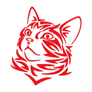 Samolepící dekorace SAMOLEPKA Kočka 028 levá hlavička (10 - červená) NA AUTO, NÁLEPKA, FÓLIE, POLEP, TUNING, VLASTNÍ TEXT, TISK, AUTOSAMOLEPKY.cz, POLEPY, OBRÁZEK, LOGO, SAMOLEPKY