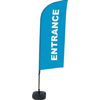 Značení Kompletní sada reklamní vlajky ve tvaru křídla, Vchod, modrá, anglicky