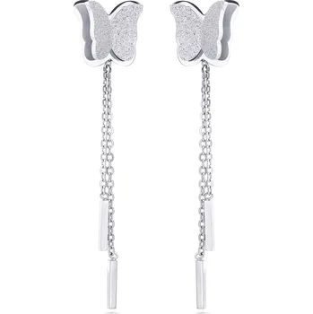 Náušnice BRUNOshop.cz Pískované náušnice MOTÝLEK s řetízky