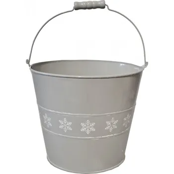 Květináč Plechový květináč kyblík Vločka šedý 19,5x22,5 cm (134745 015 CAM-104-00985-22 obal šedý plech)