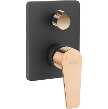 Vodovodní baterie Invena Midnight, podomítková baterie 2-výstupová, černá-růžové zlato, BP-35-002-V