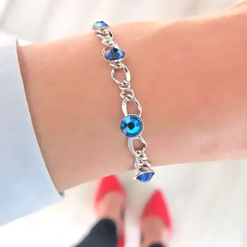 Náramek Náramek se Swarovski křišťály modrá Rhodium