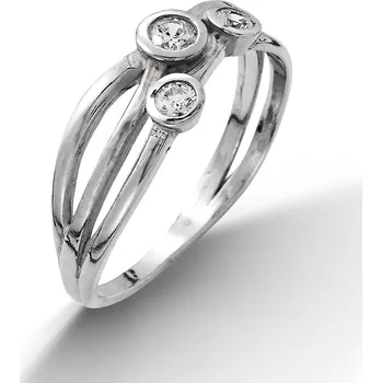 Prsten Šperky4U Stříbrný prsten se 3mi zirkony - velikost 56 - ZB22252-56