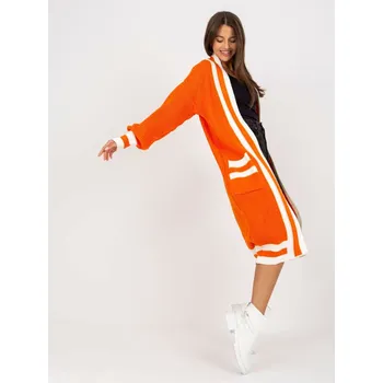 Dámský svetr Dlouhý pletený kabátek Rue Paris oranžový EU velikost: Univerzální