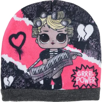 Čepice LOL SURPRISE Dívčí čepice L.O.L.SURPRISE POWER šedý lem Velikost: 54 cm