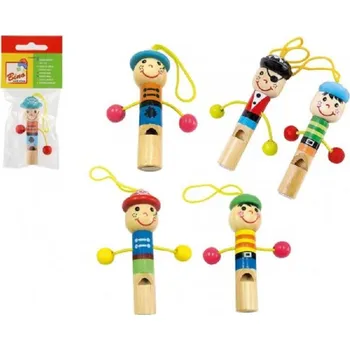 Dřevěná hračka Bino Píšťalka - Panáček s poutkem - 5 druhů