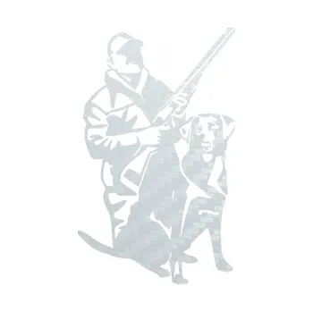 Polep vozidla SAMOLEPKA Myslivec 007 pravá (51 - 3D karbon bílý) NA AUTO, NÁLEPKA, FÓLIE, POLEP, TUNING, VLASTNÍ TEXT, TISK, AUTOSAMOLEPKY.cz, POLEPY, OBRÁZEK, LOGO, SAMOLEPKY