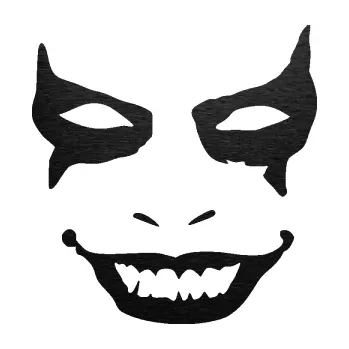 Samolepicí dekorace na vozidlo Joker 004 tvář pravá (63 - škrábaný kov černý) SAMOLEPKA NA AUTO, NÁLEPKA, FÓLIE, POLEP, TUNING, VLASTNÍ TEXT, TISK, AUTOSAMOLEPKY.cz, POLEPY, OBRÁZEK, LOGO, 3D STICKERS