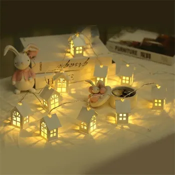 Vánoční dekorace Dekorativní svítící domečky bílé 10 ks