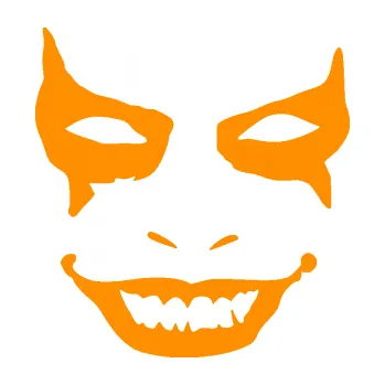 Samolepicí dekorace na vozidlo Joker 004 tvář levá (06 - oranžová) SAMOLEPKA NA AUTO, NÁLEPKA, FÓLIE, POLEP, TUNING, VLASTNÍ TEXT, TISK, AUTOSAMOLEPKY.cz, POLEPY, OBRÁZEK, LOGO, 3D STICKERS