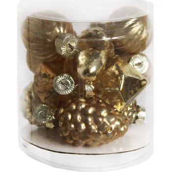 Vánoční dekorace Adventní mix sklo 12ks/4cm antique