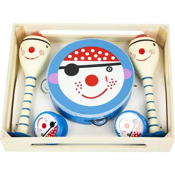 Dřevěná hračka 4iQ Dětská dřevěná hudební sada 3v1 pirát