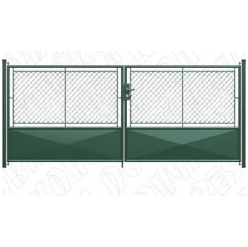 brána Dvoukřídlá brána šíře 3600 mm s FAB zamykáním 1/3 plech zelená