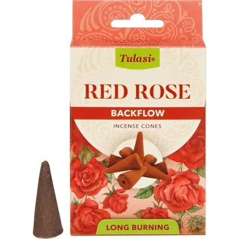 Vonná tyčinka Tulasi Red Rose backflow indické vonné františky 10 ks