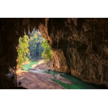 Fototapeta DIMEX | Vliesová fototapeta Jeskyně v Thajsku MS-5-1618 | 375 x 250 cm| zelená, hnědá + Vliesová fototapeta na stěnu DIMEX Jeskyně v Thajsku MS51618 v rozměru 375 x 250 cm + lepidlo zdarma
