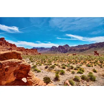 Fototapeta DIMEX | Vliesová fototapeta Krásné údolí MS-5-1666 | 375 x 250 cm| zelená, modrá, oranžová + Vliesová fototapeta na stěnu DIMEX Krásné údolí MS51666 v rozměru 375 x 250 cm + lepidlo zdarma