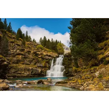 Fototapeta DIMEX | Vliesová fototapeta Podzimní scéna MS-5-1611 | 375 x 250 cm| zelená, modrá, bílá, hnědá + Vliesová fototapeta na stěnu DIMEX Podzimní scéna MS51611 v rozměru 375 x 250 cm + lepidlo zdarma