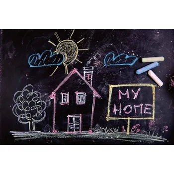 Fototapeta DIMEX | Vliesová fototapeta Dům z křídy MS-5-1448 | 375 x 250 cm| černá, žlutá, růžová + Vliesová fototapeta na stěnu DIMEX Dům z křídy MS51448 v rozměru 375 x 250 cm + lepidlo zdarma