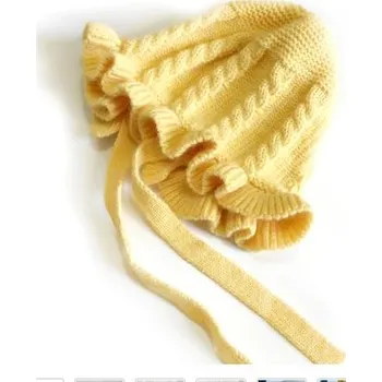 Čepice Kojenecká čepice podzimní / zimní čepice na zavázání Barva: Žlutá