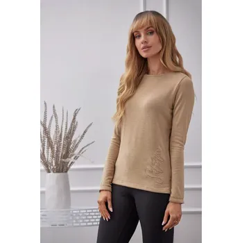 Dámské tričko Triko úplet dlouhý rukáv Latynka 451 barva: hnědá-camel, velikost: L/XL