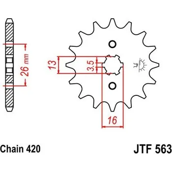 Řetězová sada pro motocykl Řetězové kolečko JT JTF 563-17 17 zubů, 420