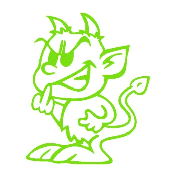 Samolepicí dekorace na vozidlo Čertík rošťák 003 levá f*ck (04 - zelená kawasaki) SAMOLEPKA NA AUTO, NÁLEPKA, FÓLIE, POLEP, TUNING, VLASTNÍ TEXT, TISK, AUTOSAMOLEPKY.cz, POLEPY, OBRÁZEK, LOGO, 3D STICKERS