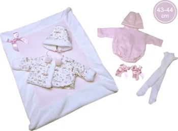 Doplněk pro panenku Llorens New Born obleček pro panenku M844-38 růžový/bílý