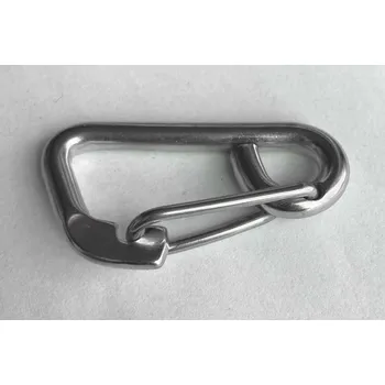 Karabina nerezová popruhová s drátovou pojistkou 6x60mm - nerez A4