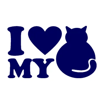 Samolepící dekorace SAMOLEPKA Kočka 033 I love my cat (23 - tmavě modrá) NA AUTO, NÁLEPKA, FÓLIE, POLEP, TUNING, VLASTNÍ TEXT, TISK, AUTOSAMOLEPKY.cz, POLEPY, OBRÁZEK, LOGO, SAMOLEPKY
