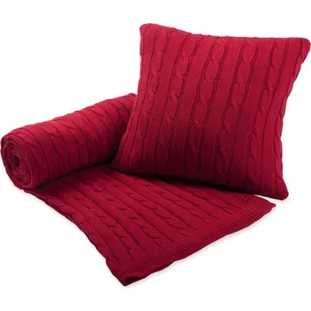 deka SCANquilt pletený pléd IMPERIAL copánky červená střední 130 x 200 cm