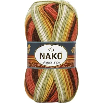 Příze Nako Pletací příze Nako Vega Stripe 82419 - hnědá