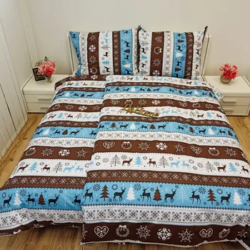 Povlečení Povlečení bavlněné Vánoční povlečení Sobík tyrkysové TiaHome 1x Polštář 90x70cm, 1x Přikrývka 140x200cm