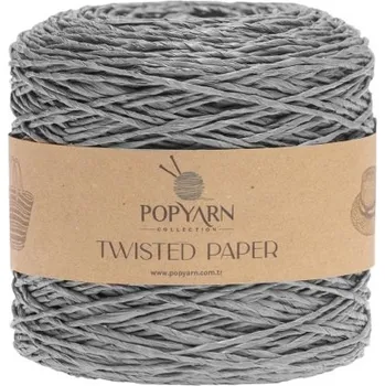 Příze POPYARN Papírová příze Twisted paper B514 - šedá, 250g 255m